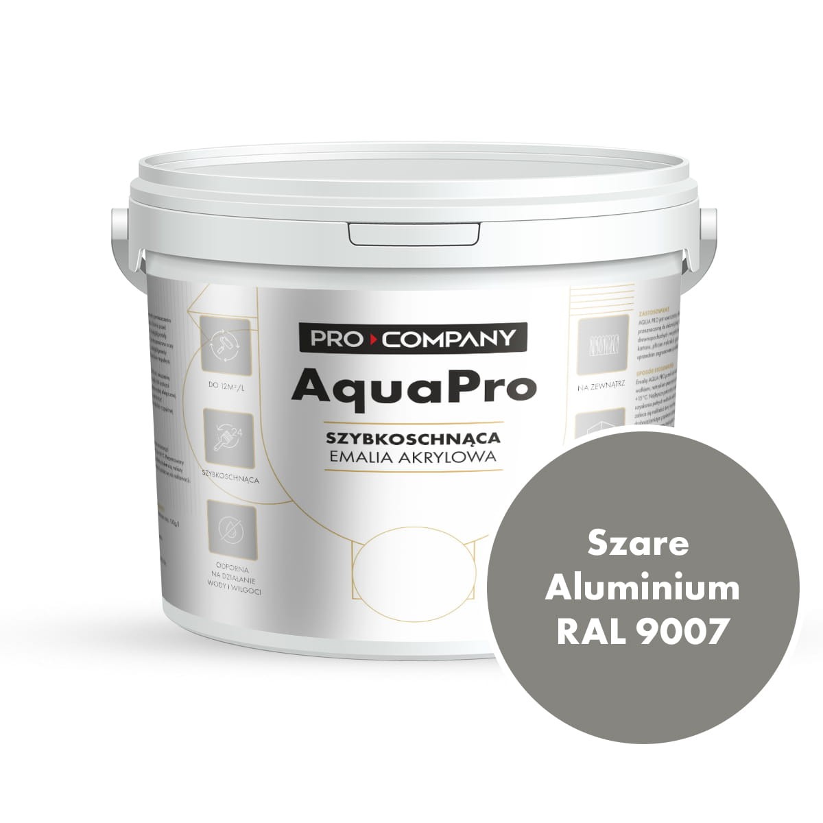 AQUA PRO Emalia Akrylowa Szare Aluminium RAL 9007